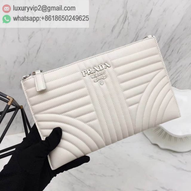 PRADA 2NG005 Limited Edition White Women Clutch Bags
