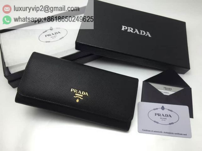PRADA Leather 1M1132 Black Women Wallets