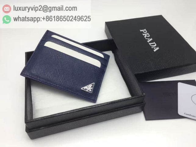 PRADA Leather Card Bags 1M1213 Blue Men Wallets