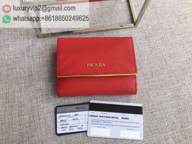 PRADA Flap Short 1MH523 Red Women Wallets
