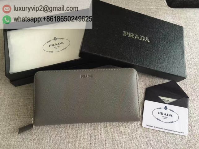 PRADA Leather Zip 2M1317 Grey Men Wallets