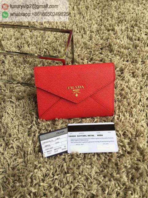 PRADA Leather Short 1MH002 Red Women Wallets