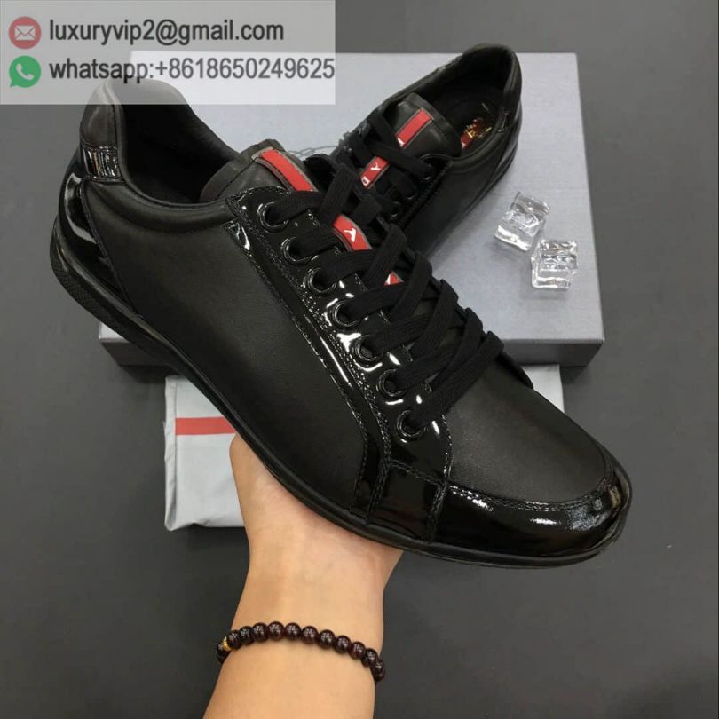 PRADA Black Men Causal Leather Shoes