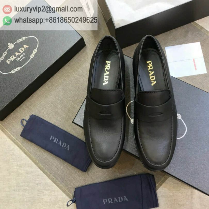 PRADA Leather Black Leather Loafer Men Shoes