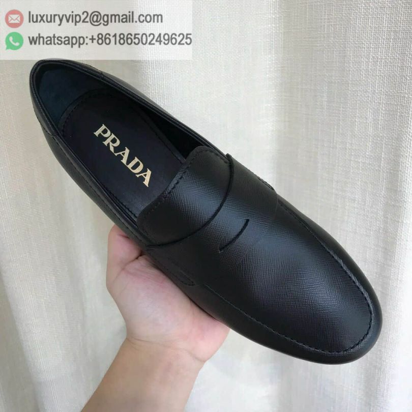 PRADA Leather Black Loafer Men Shoes