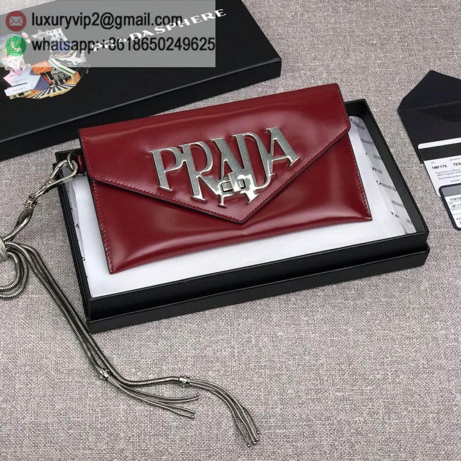 PRADA logo 1MF175 Red Women Clutch Bags