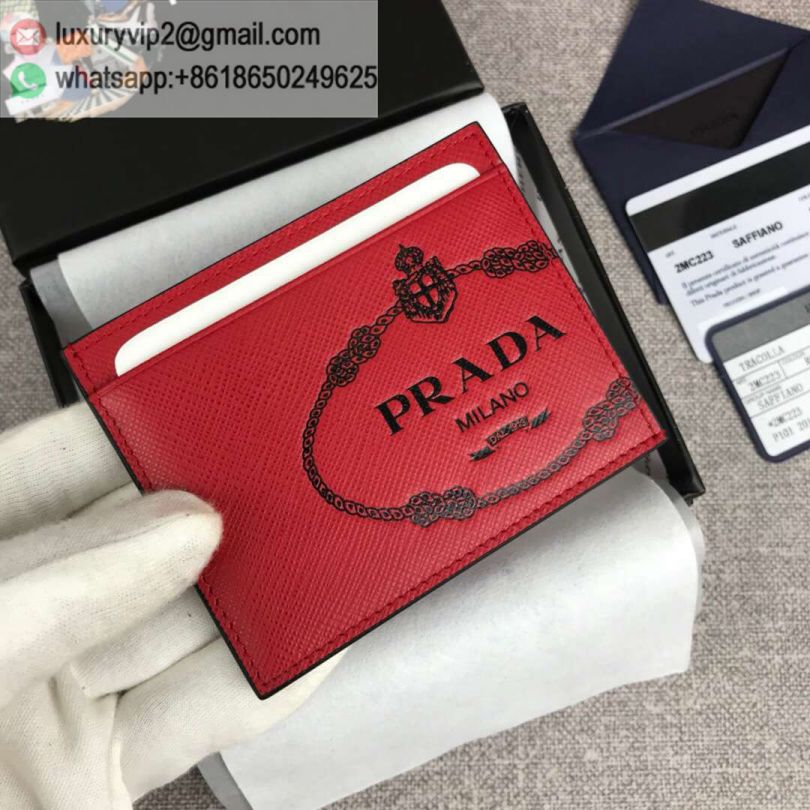 PRADA 2MC223 Red Black Men Card Holder