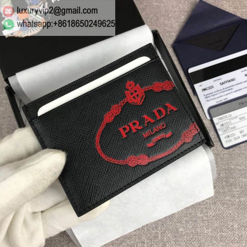 PRADA 2MC223 Black Red Men Card Holder