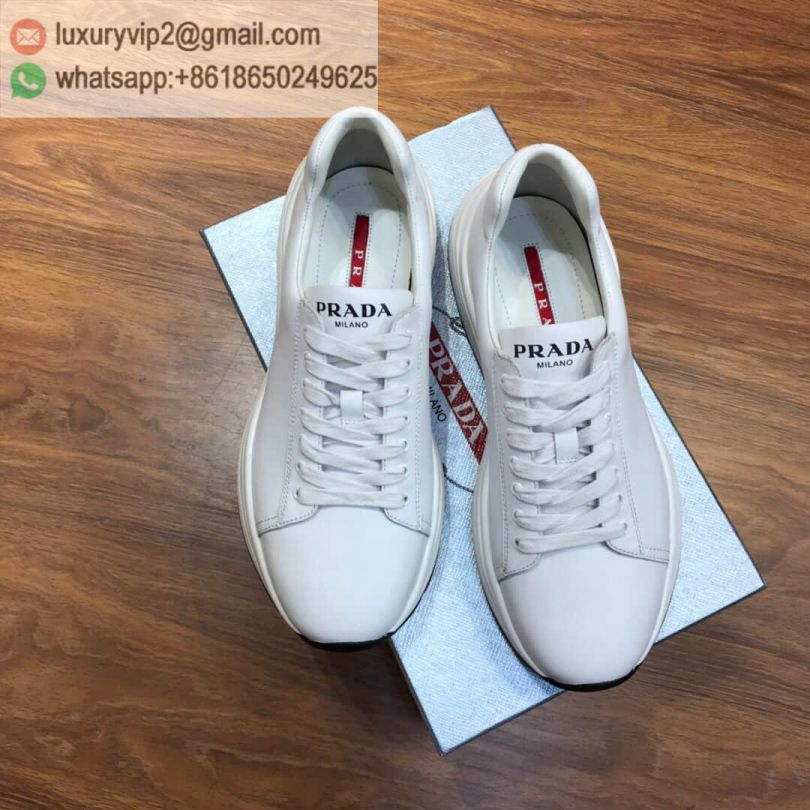 PRADA White Leather Unisex Sneakers