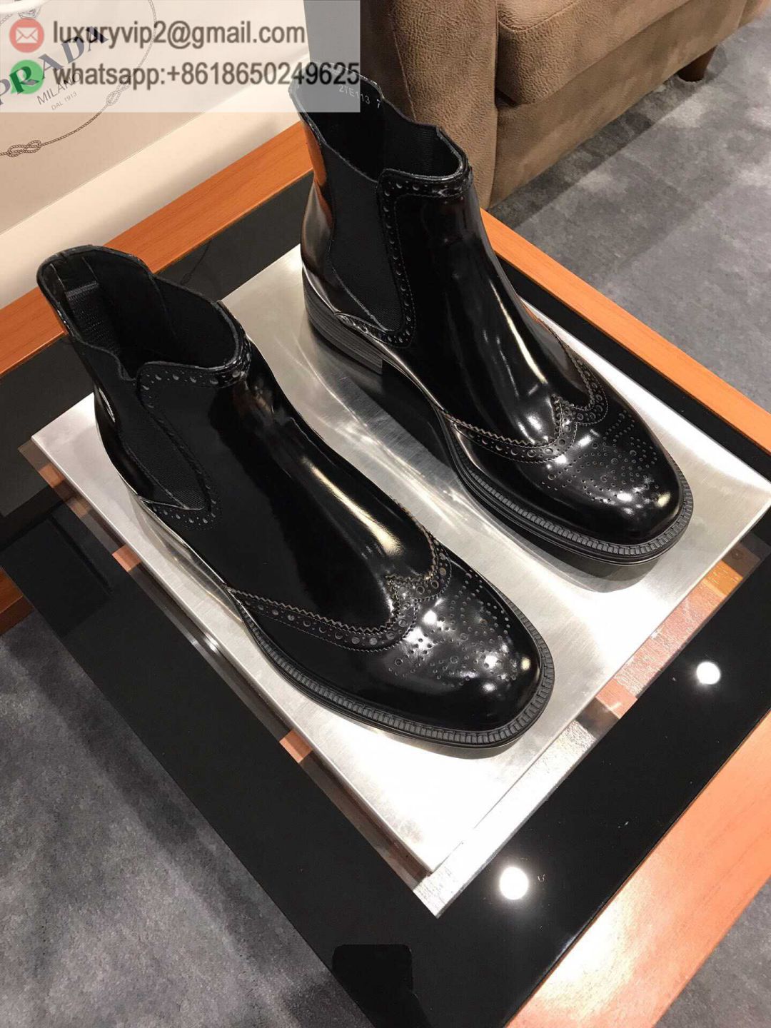 PRADA 2019 Leather Men Ankle Boots