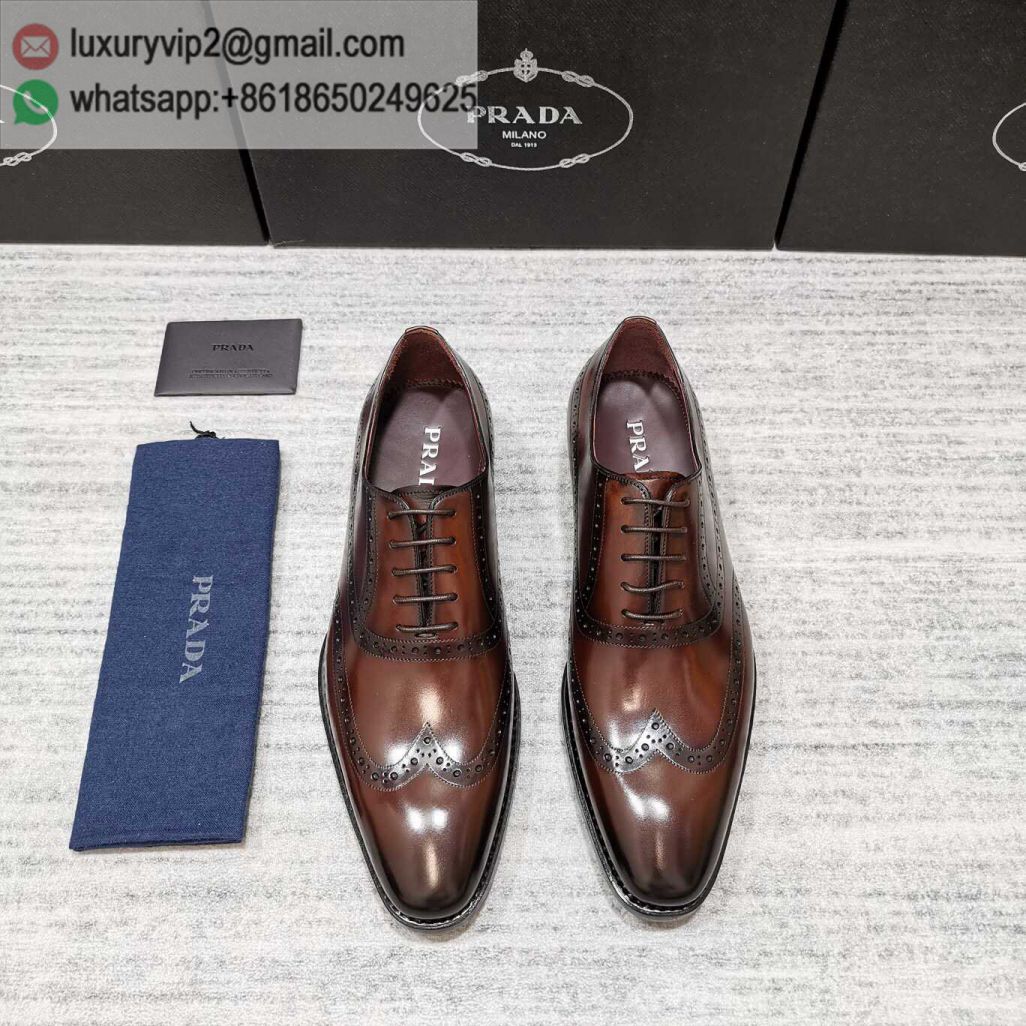 PRADA Leather Shoes Leather Oxford Men Shoes