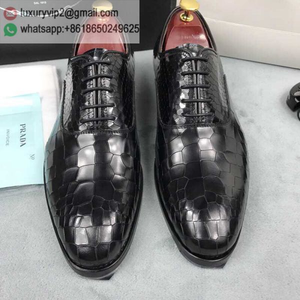 PRADA 8539 131 Crocodile Pattern Men Leather Shoes
