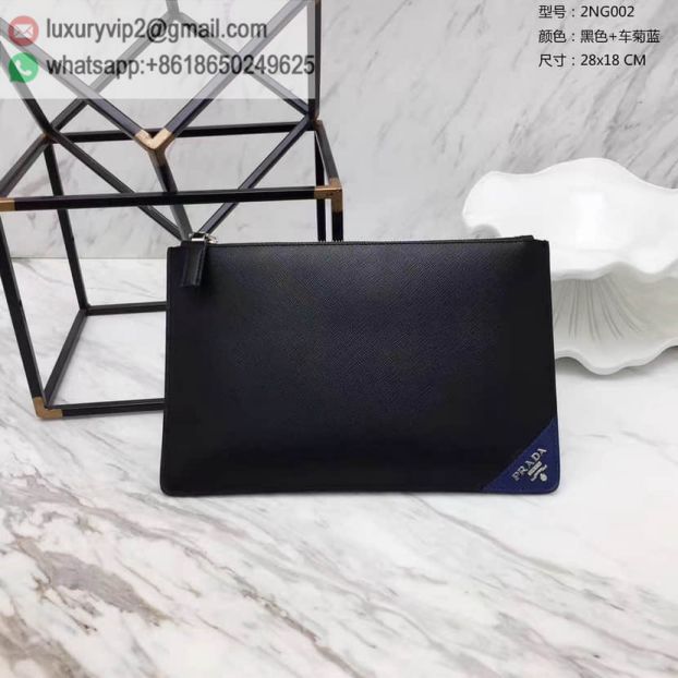 2017 PRADA Black Blue Limited Edition 2NG002 Men Clutch Bags