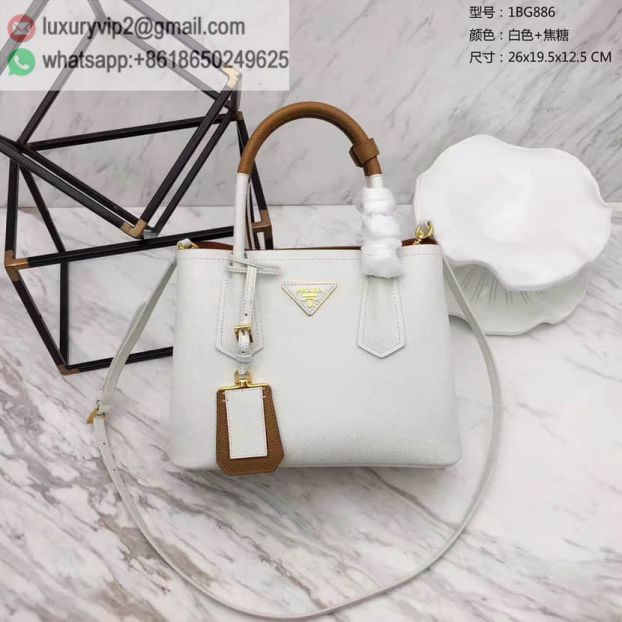 PRADA Leather mini 1BG886 White Women Tote Bags