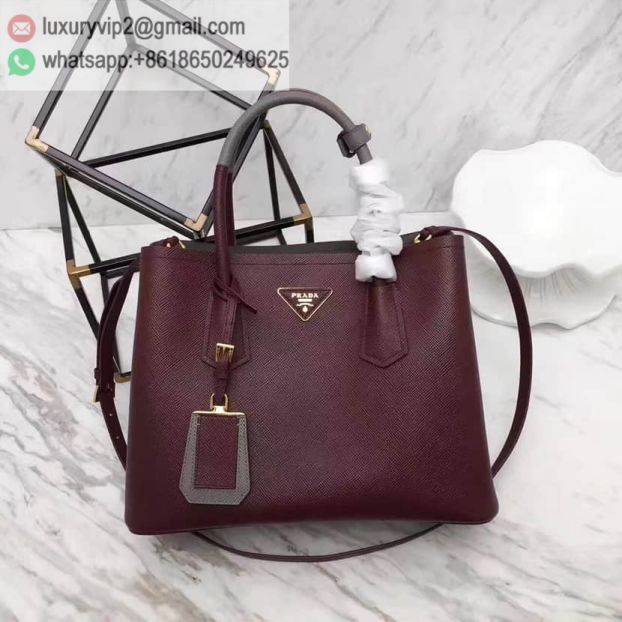 PRADA Leather mini 1BG775 Burgundy Women Tote Bags