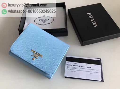 PRADA Blue Tri-fold 1M0176 Women Wallets