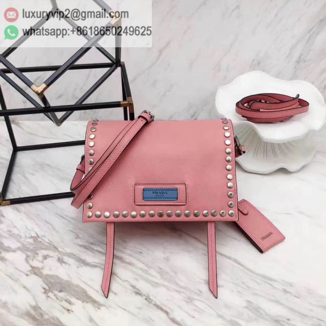PRADA Etiquette Pink Leather 1BH082 Women Shoulder Bags