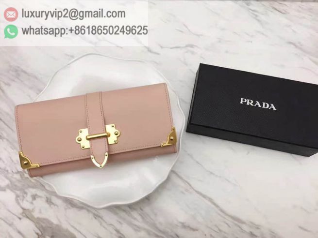 PRADA Pink Saffiano Flap 1MH132 Women Wallets