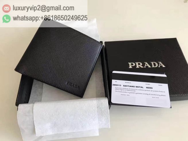 PRADA Black Leather Short 2M0513 Men Wallets