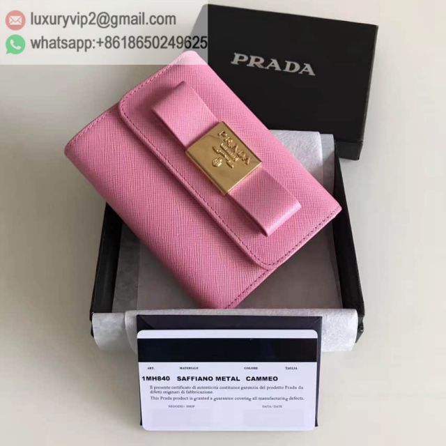 PRADA Pink Leather Short 1MH840 Women Wallets