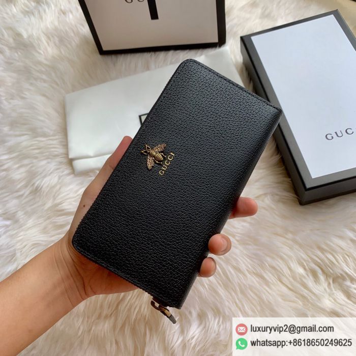 Gucci Bee Leather Zipper 523667 Wallets