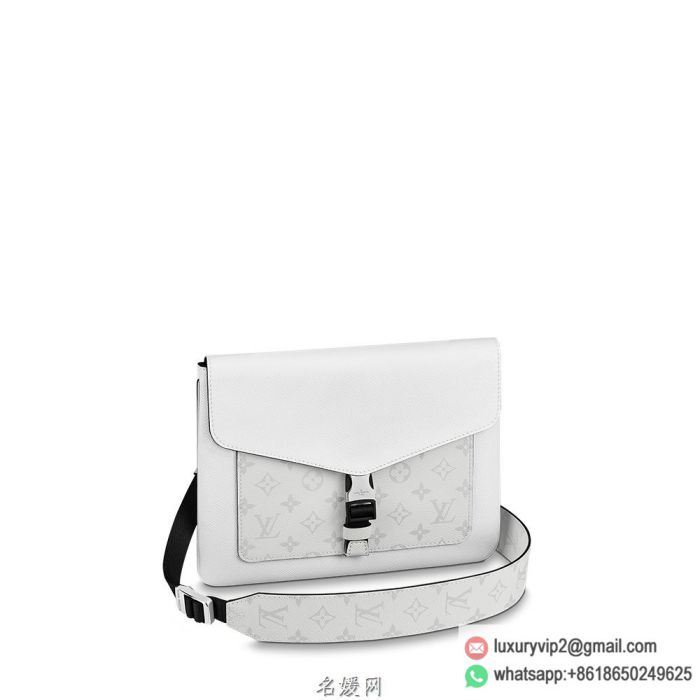 LV M30411 Taigarama Taiga Leather Outdoor Flap White Messenger Shoulder Bags