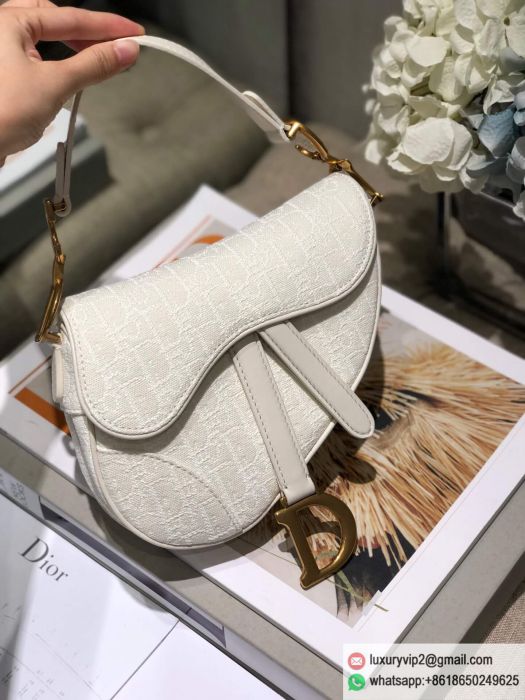 Dior White Oblique mini saddle M0447CTZQ_M879 Shoulder Bags
