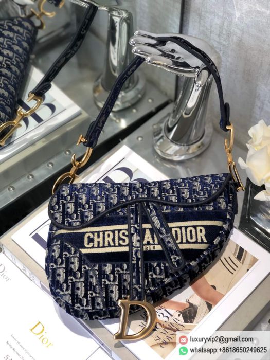 Dior Blue Oblique saddle M0446CWVF_M928 Tote Bags