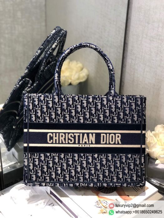Dior Blue Oblique Book Tote Small Shopping Bags
