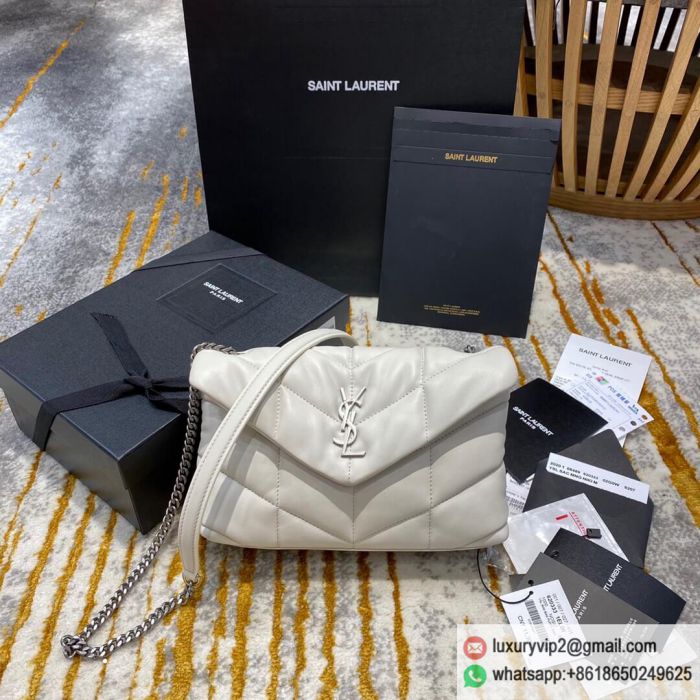 Saint Laurent YSL LOULOU PUFFER mini Lambskin 620333 White Shoulder Bags