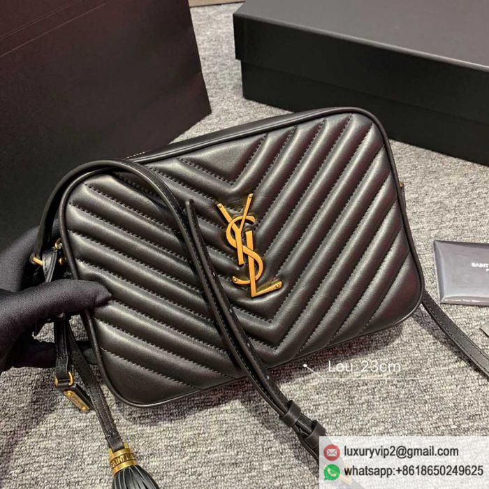 YSL LOU Black Camera Bags 520534 Gold Buckle Shoulder Bags