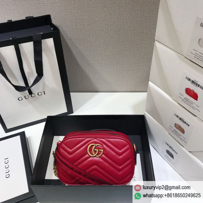 Gucci mini GG Marmont Camera Bags 448065 Red Shoulder Bags