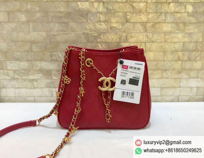 CC 2019 Sheepskin Red Small AS0829 Bucket Bags