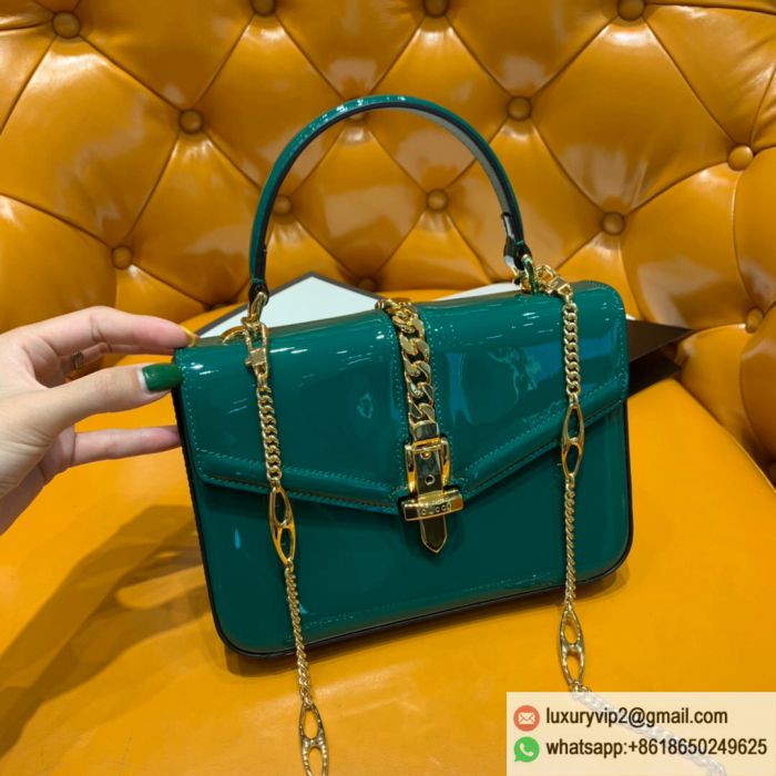 Gucci Sylvie 1969 Patent Leather mini 589479 1J70G 3120 Tote Bags