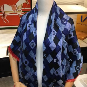 LV scarf Louis Vuitton'denim plaid' 100% cashmere scarf