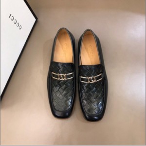 Gucci open-edge beaded leather G family formal men's Shoes