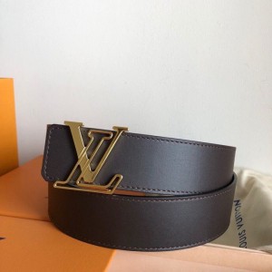LV belt Louis Vuitton with stainless steel letters pattern hanging buckle head layer cowhide double-sided exterior belt
