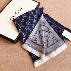Overseas Gucci 100% wool silk double G jacquard scarf