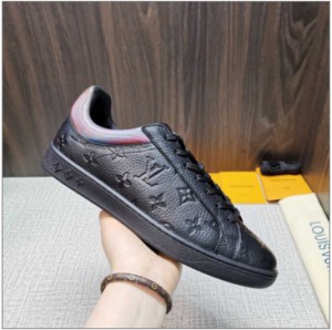 LV denim embroidered Monogram pattern Luxembourg men's sneakers