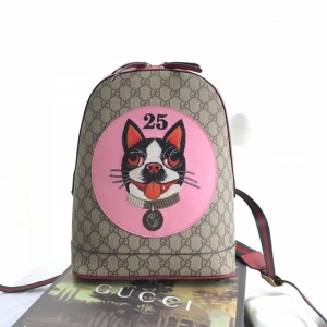 Gucci 2018's most pleasing puppy series GG canvas ladies backpack 495621