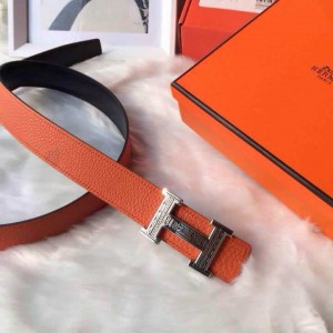 Hermes belt-Hermes Togo leather handmade totem buckle