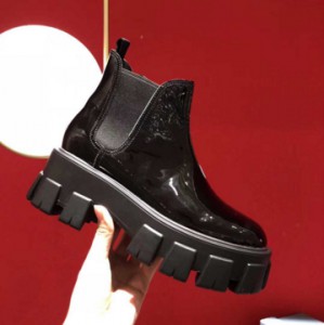 PRADA catwalk style cow patent leather sponge cake platform casual Shoes