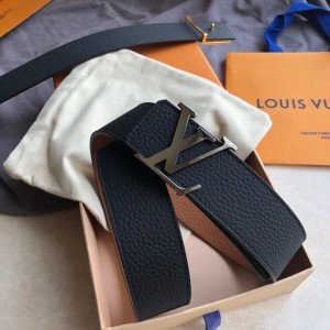 LV belt Louis Vuitton counter hanging buckle double-sided lychee lychee belt silver and gold grab color M9151.M9152