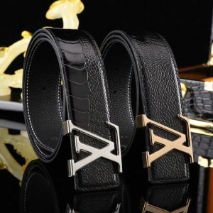 LV men belt classic LV letter buckle-LV classic ostrich foot leather pattern men's belt