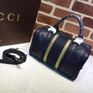 Gucci Women's Fabric Blue Full Leather Small Classic Boston Bucket bag