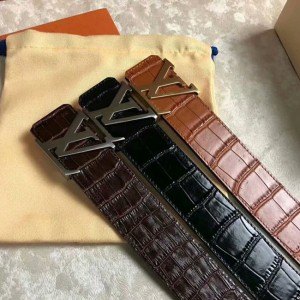 LV men's belt quality mature men's preferred crocodile pattern belt M9896S