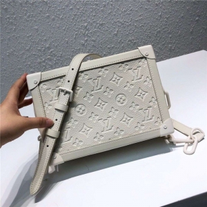 LV white leather messenger bag
