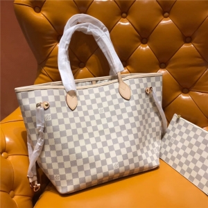 N41361LV White Checkerboard Shopping bag