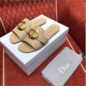 Dior tire cowhide upper leather outsole 2020SS ladies brown slippers