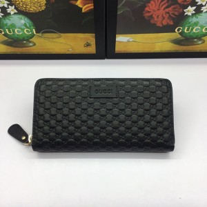 Gucci Unisex Black Cowhide Long Zip Wallet